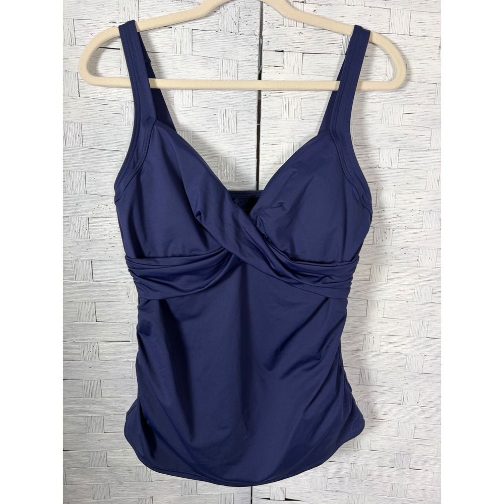 Lands'End Womens Tankni Top Twist‎ Front Underwire flattering cut coastal